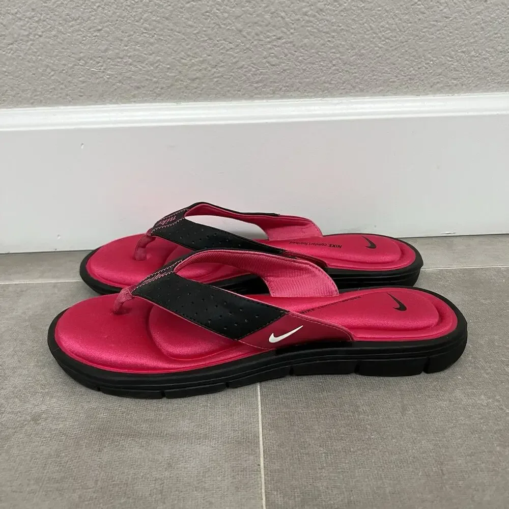 Nike Comfort Footbed Womens 11 Pink Black Sandal Thong Foam Flip Flop Shoes